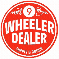 the wheeler dealer logo - a spinningred, car type logo in red with white text and a shiny animated texture